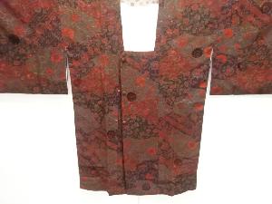 大正ロマン　切りビロード　菊に唐花模様ロング道行コート